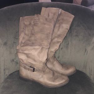 Tall Gray Boots with Buckle